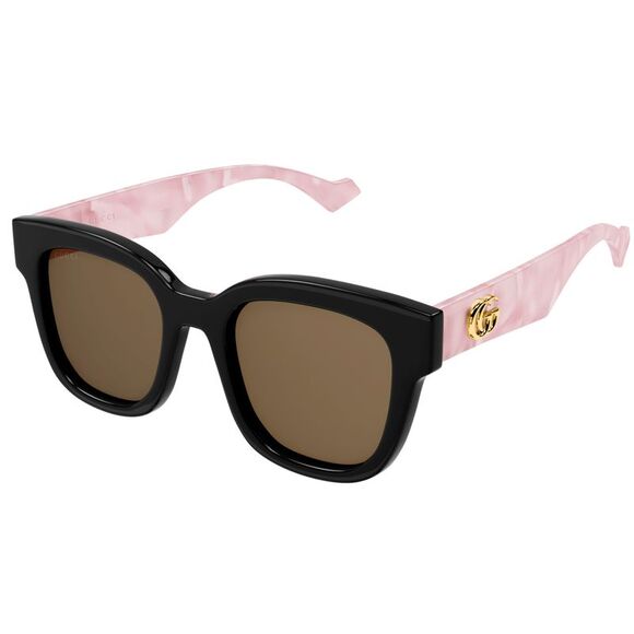 Gucci GG0998S-005 Bold Square Sunglasses with Glossy Black Frame and Pink Marble - Picture 1 of 4